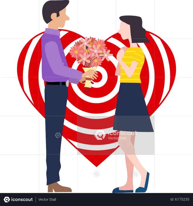 Boy proposed to the girl on Valentine's Day  Illustration