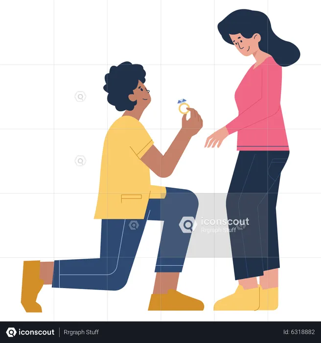 Boy proposing girl  Illustration
