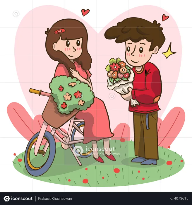 Boy proposing girl  Illustration