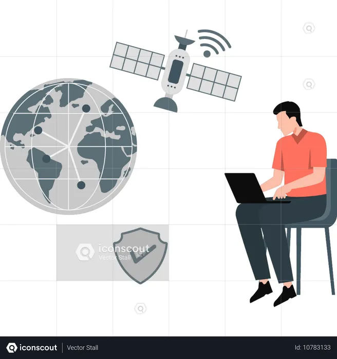 Boy protection doing global statics  Illustration