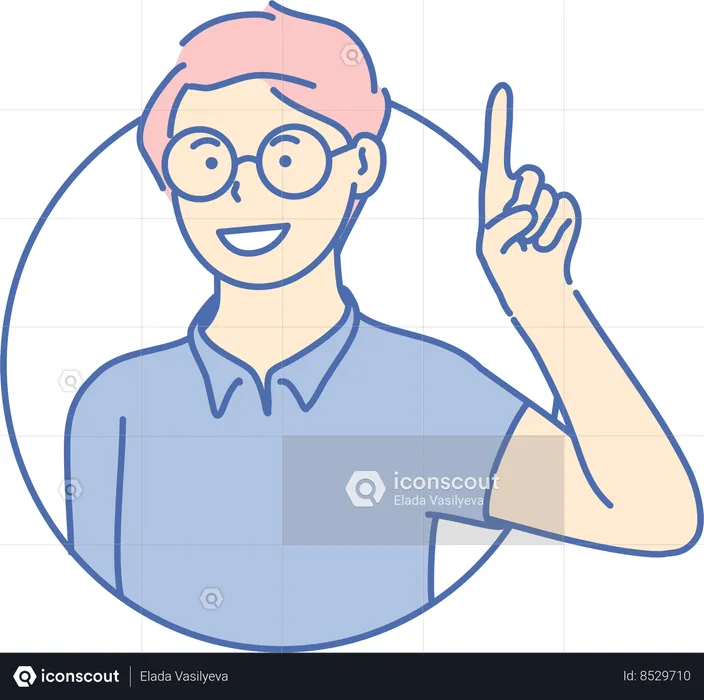 Boy raising one finger  Illustration