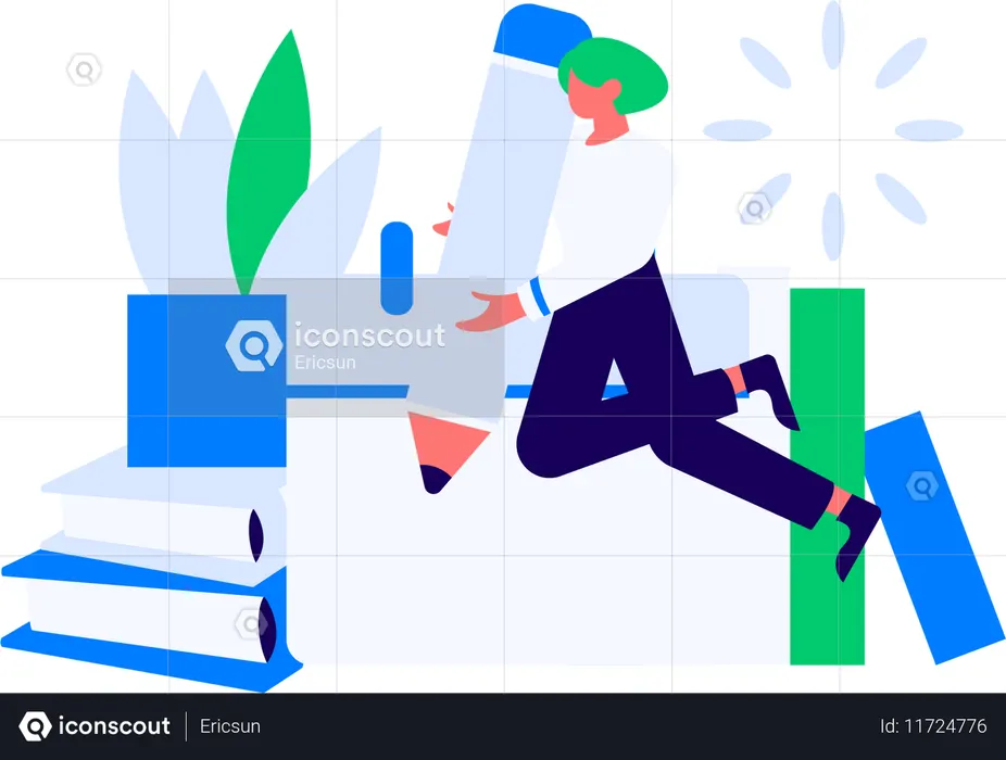Boy Reading Book  Illustration