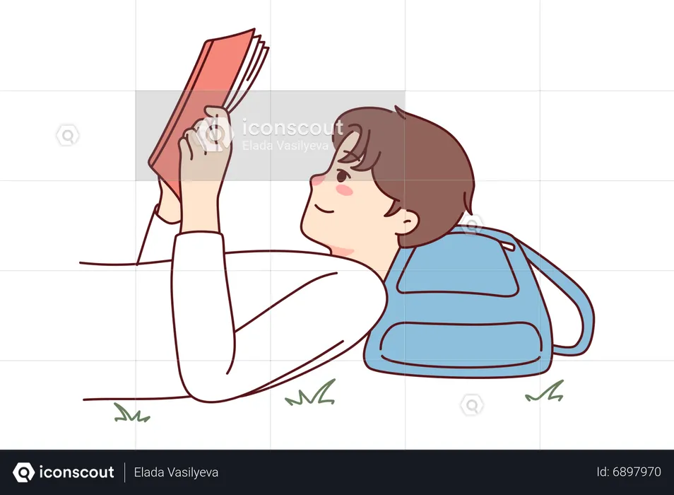 Boy reading book  Illustration