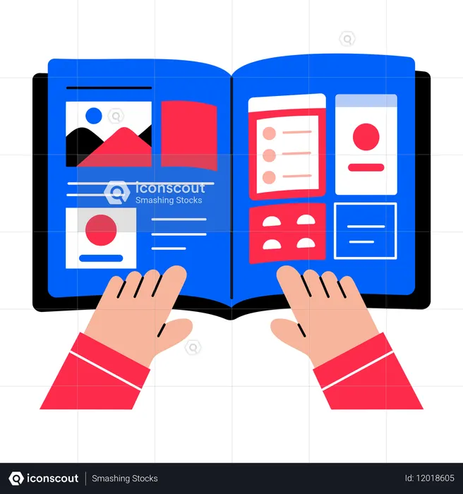 雑誌を読んでいる少年  イラスト