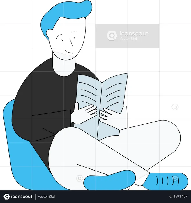 Boy reading paper  Illustration
