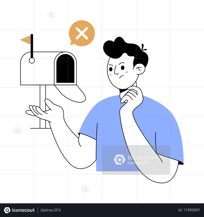 Boy receiving no email  Illustration