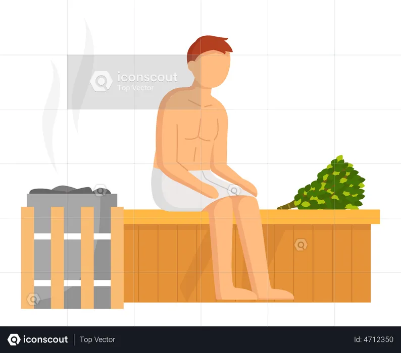Boy relaxing in spa  Illustration