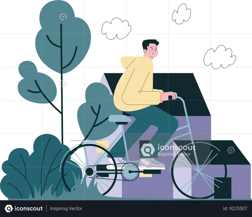 Boy riding bicycle  Illustration