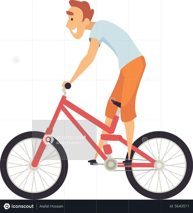 Boy Riding Bicycle  Illustration