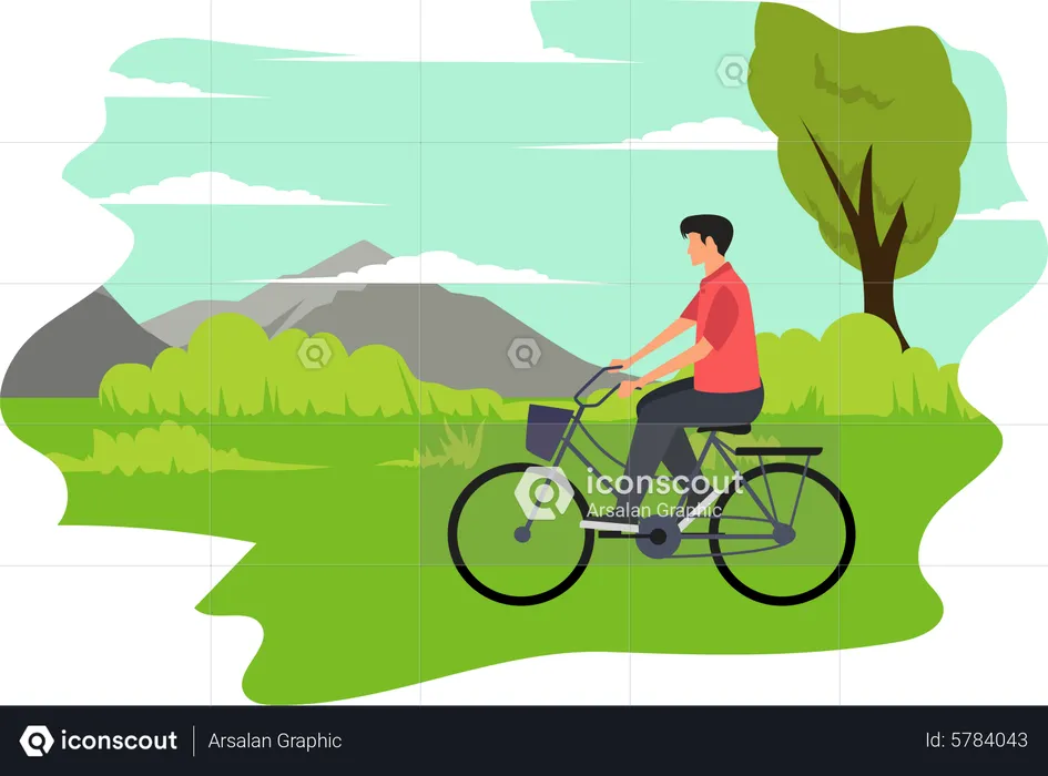 Boy riding bicycle  Illustration