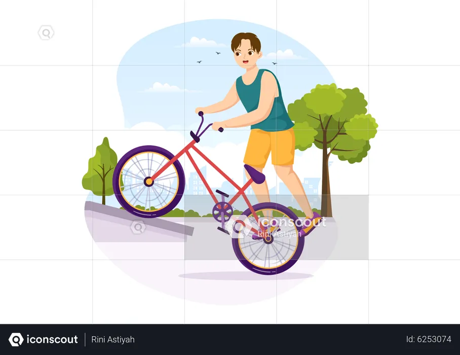 Boy riding BMX bicycle  Illustration