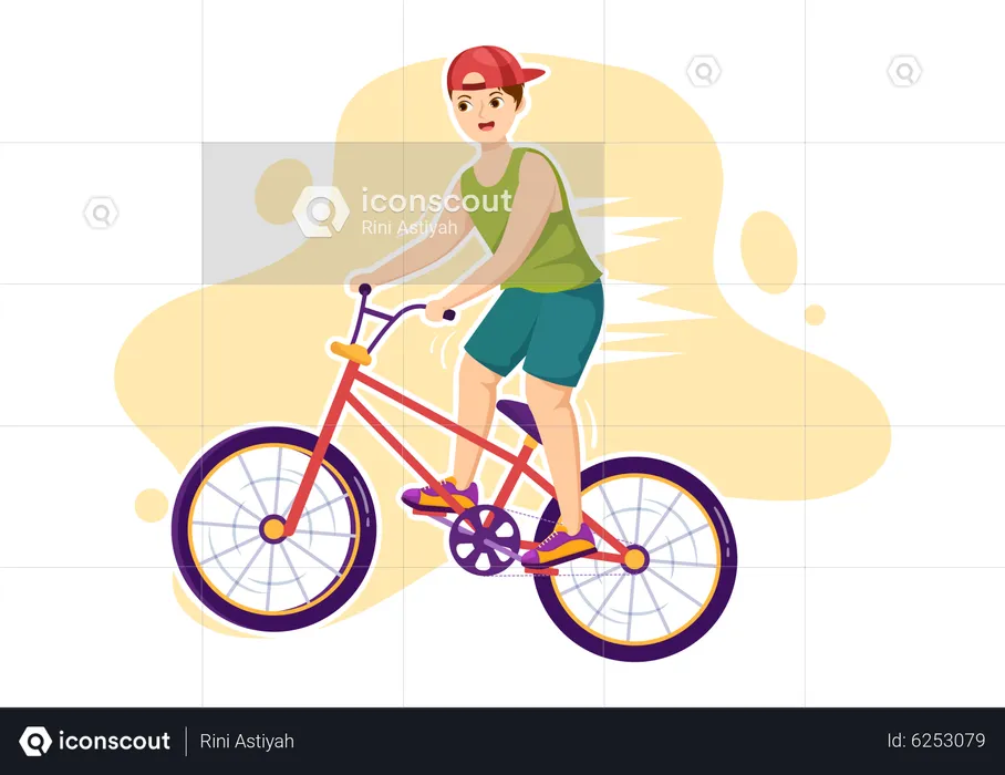 Boy riding BMX sport bicycle  Illustration