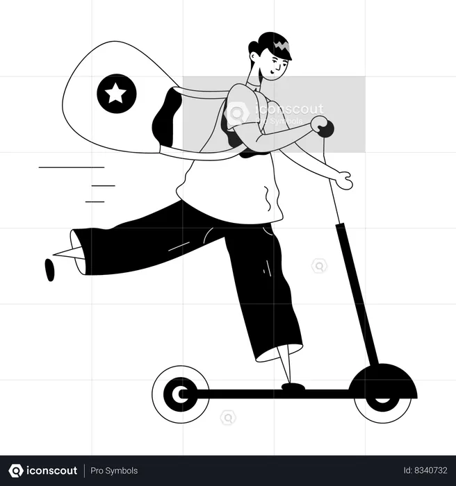 Boy Riding on scooter  Illustration