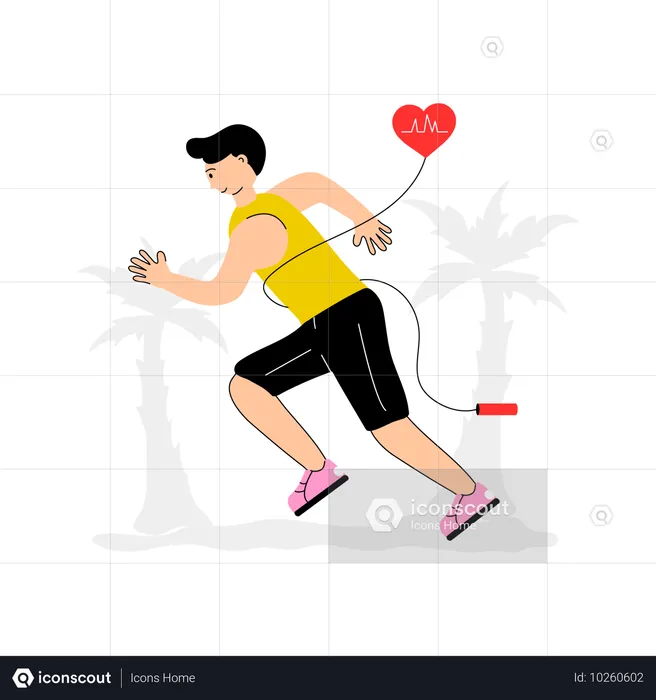 Boy running a marathon for healthy heart  Illustration