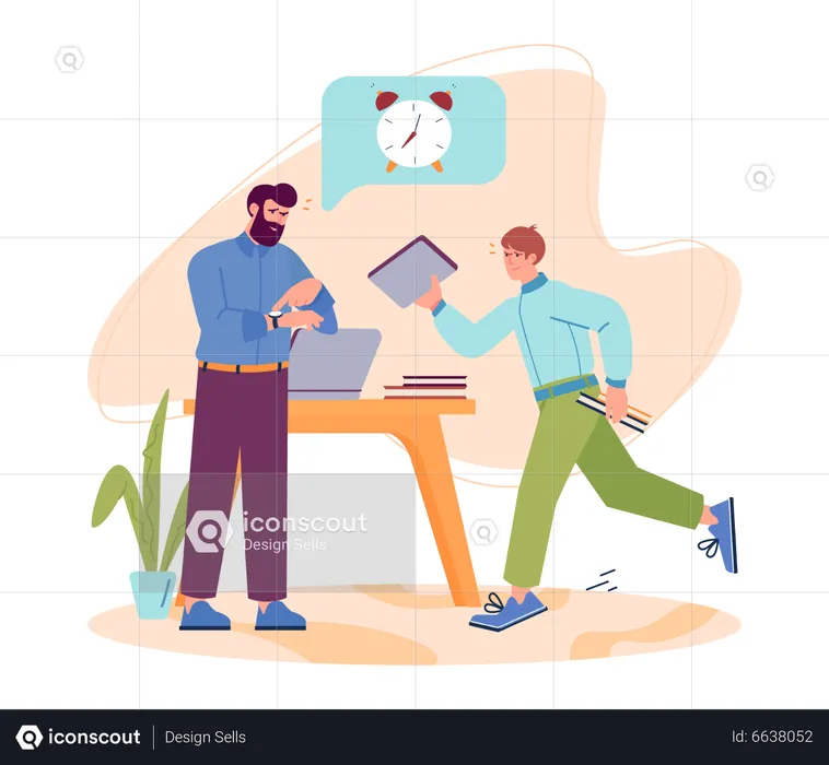 Boy running and getting late to submit report file  Illustration