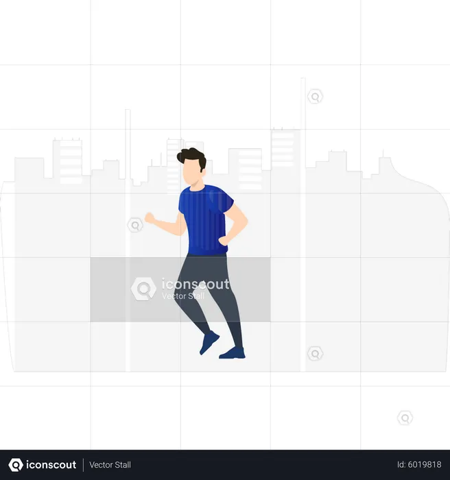 Boy running for exercise  Illustration