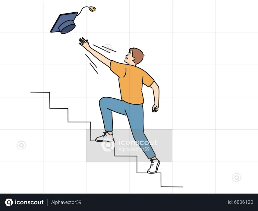 Boy running for graduation  Illustration