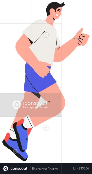 Boy running in marathon  Illustration