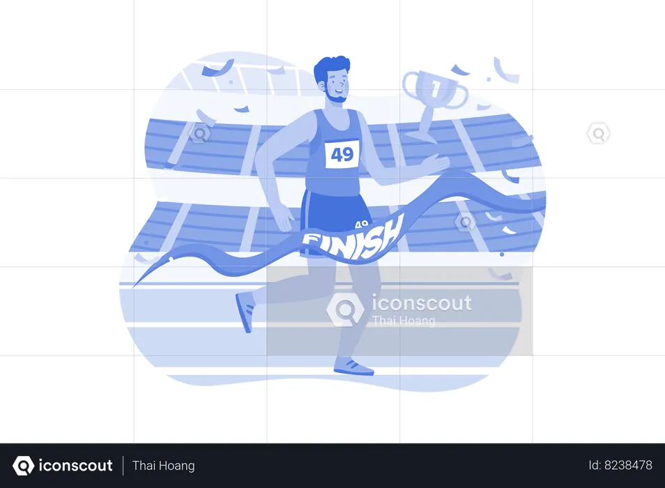 Boy running in race  Illustration