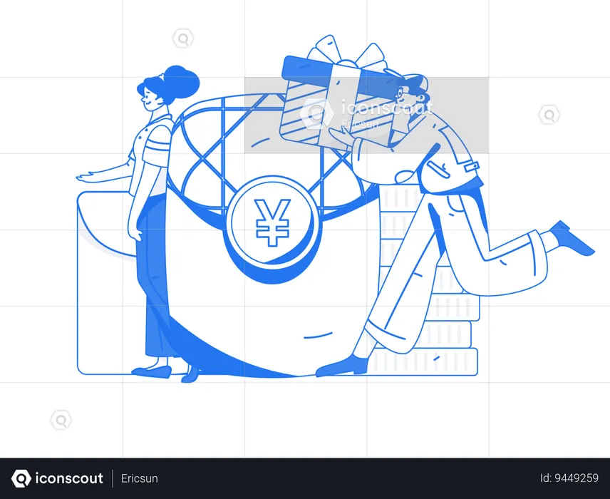 Boy running with gift box  Illustration