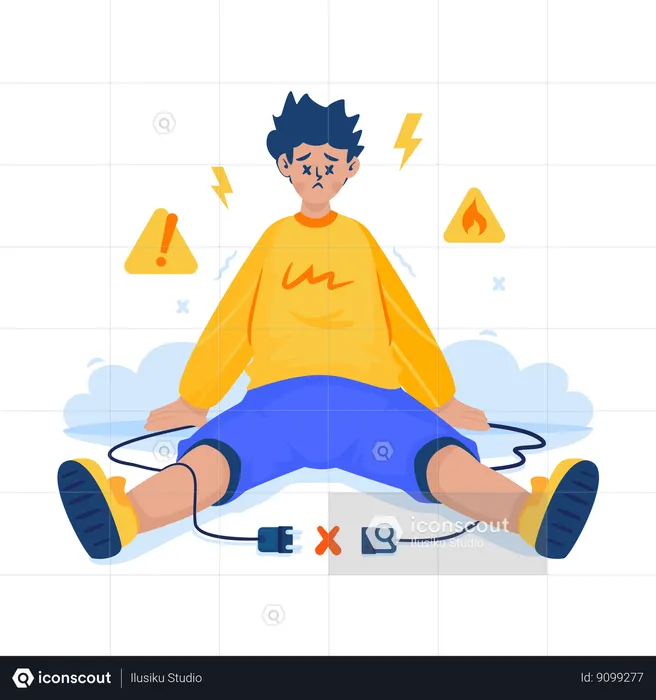 Boy sad for Connection lost  Illustration