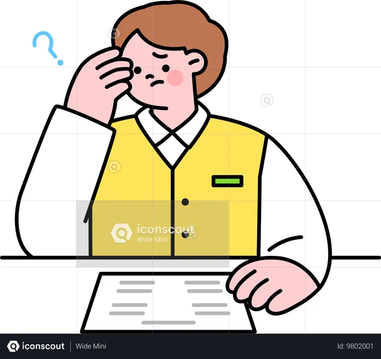 Boy sad for exam paper  Illustration