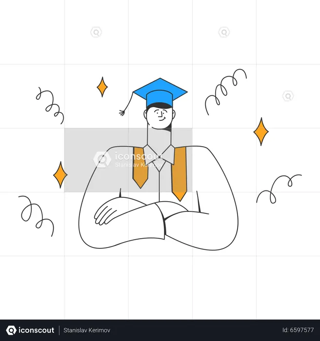 Boy satisfied and graduate passed exam  Illustration