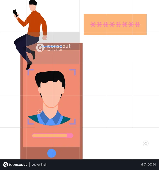 Boy scanning Face ID  Illustration
