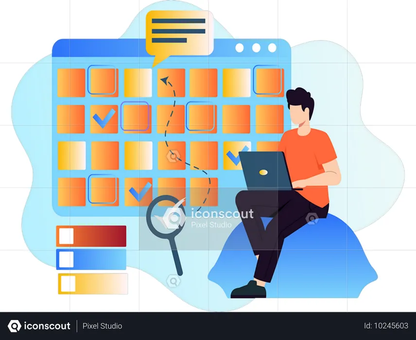 Boy scheduling personal task  Illustration