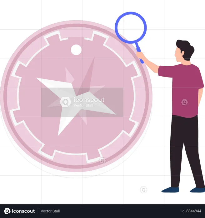 Boy searching on a compass  Illustration