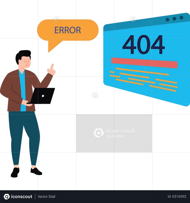 Boy seeing 404 error on web page  Illustration