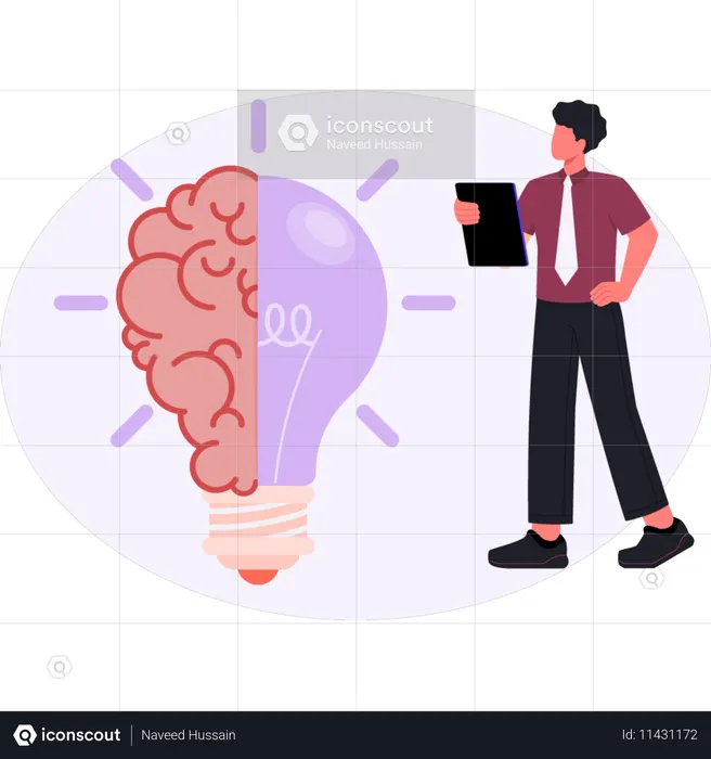 Boy  seeing education innovation  Illustration
