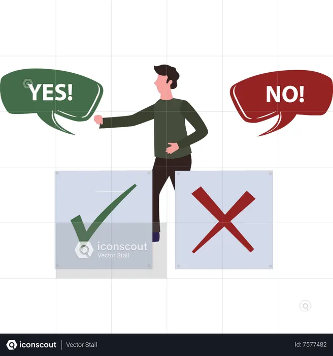 Boy select yes  Illustration