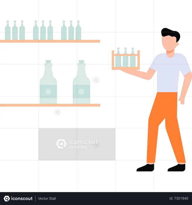 Boy serving alcohol  Illustration