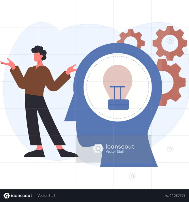Menino definindo ideias de negócios  Ilustração