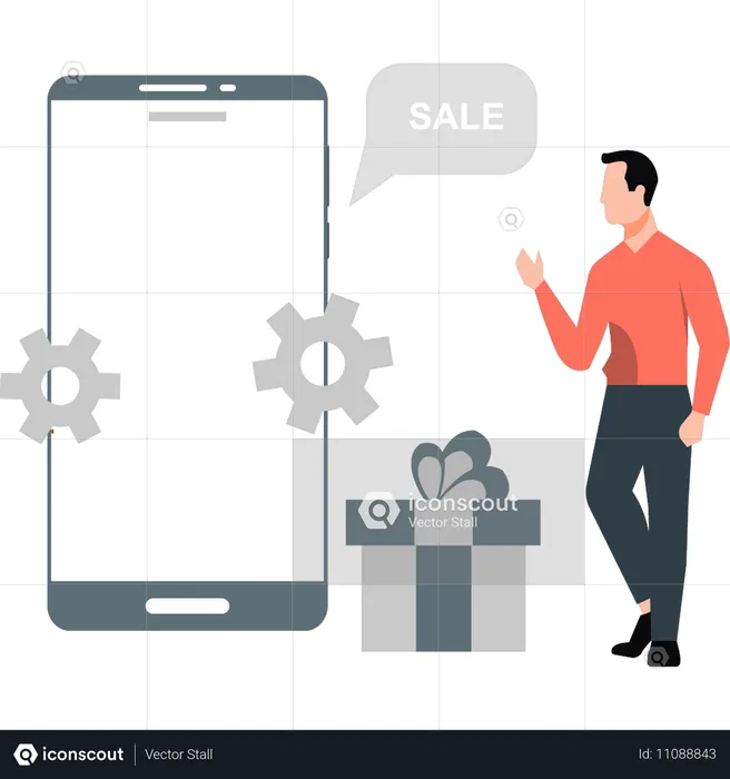 Boy setting sale advertising  Illustration