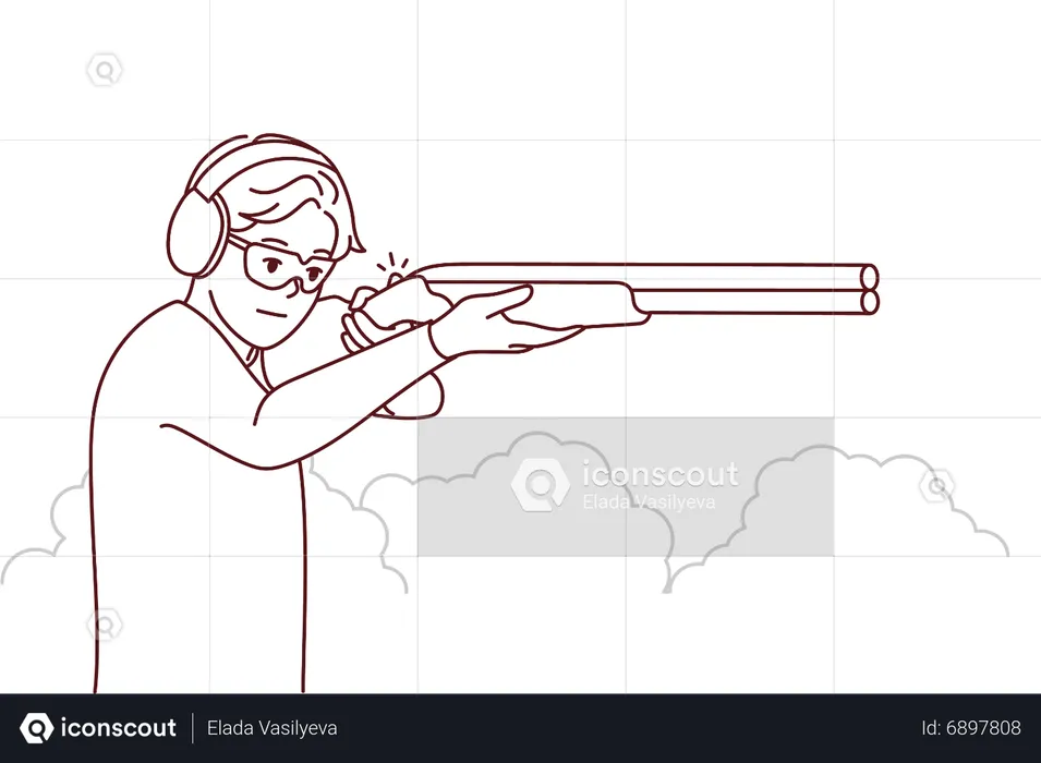 Boy shooting with gun  Illustration