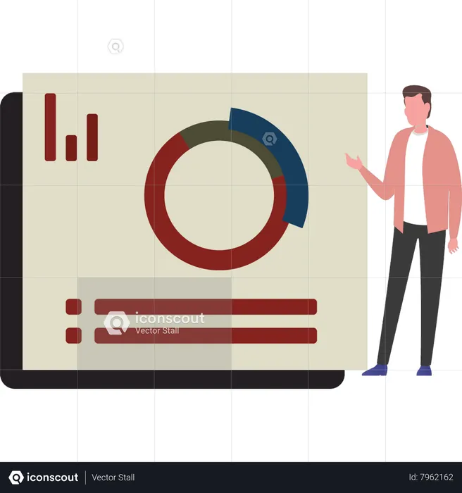 Boy showing business chart  Illustration