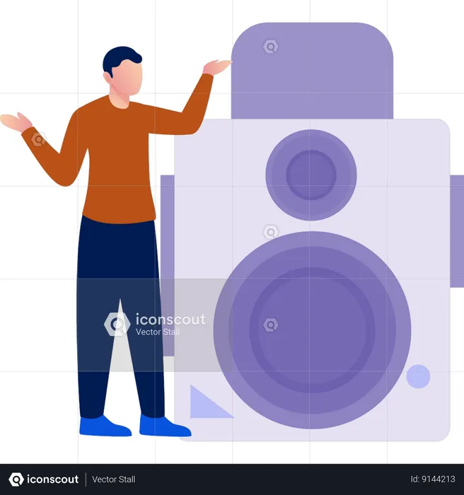 Boy showing camera lens  Illustration