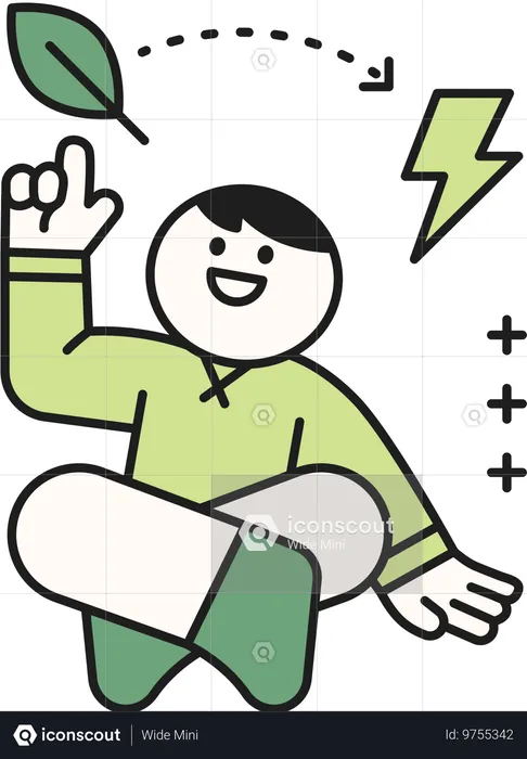 Boy showing eco energy  Illustration