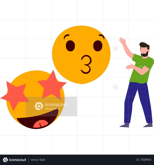 Boy showing emojis  Illustration