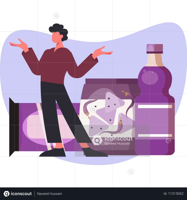 Boy  showing food item  Illustration