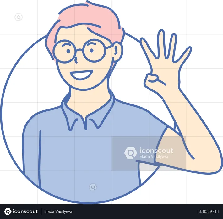 Boy showing four finger  Illustration