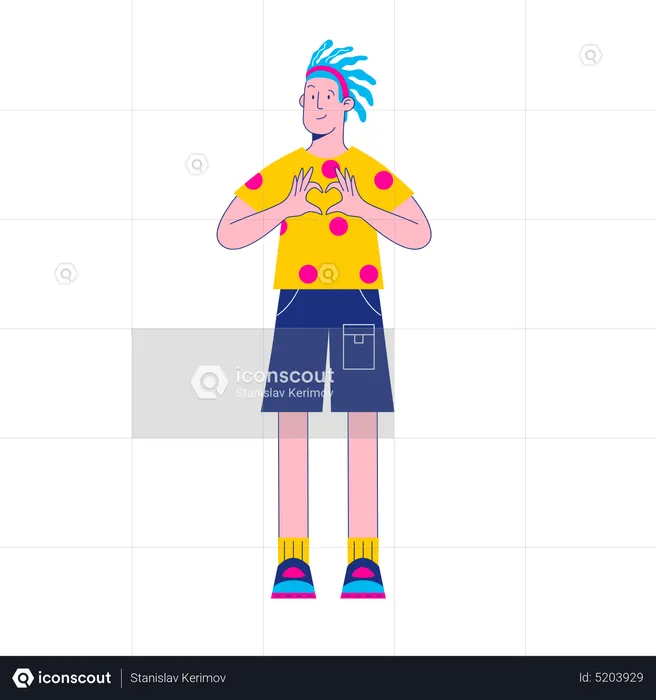 Boy showing heart gesture with hand  Illustration
