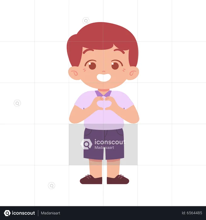 Boy Showing Heart Shape Gesture  Illustration