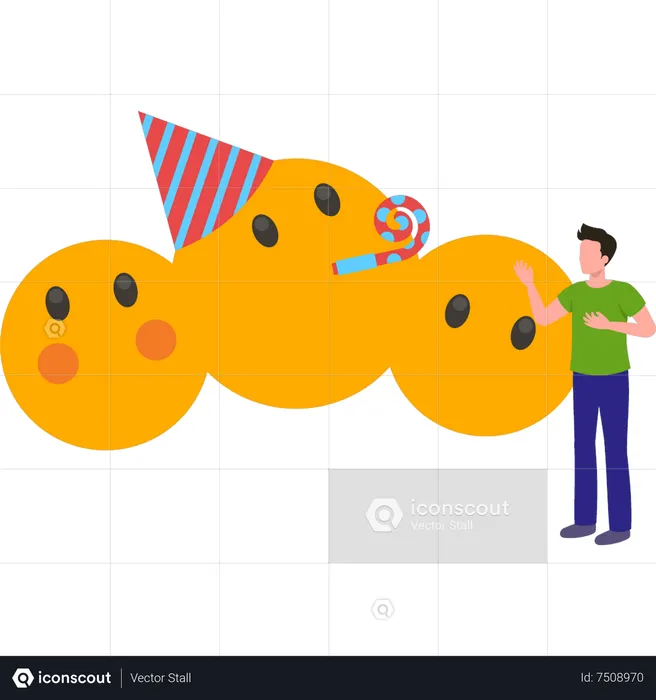 Boy showing party emojis Emoji Illustration