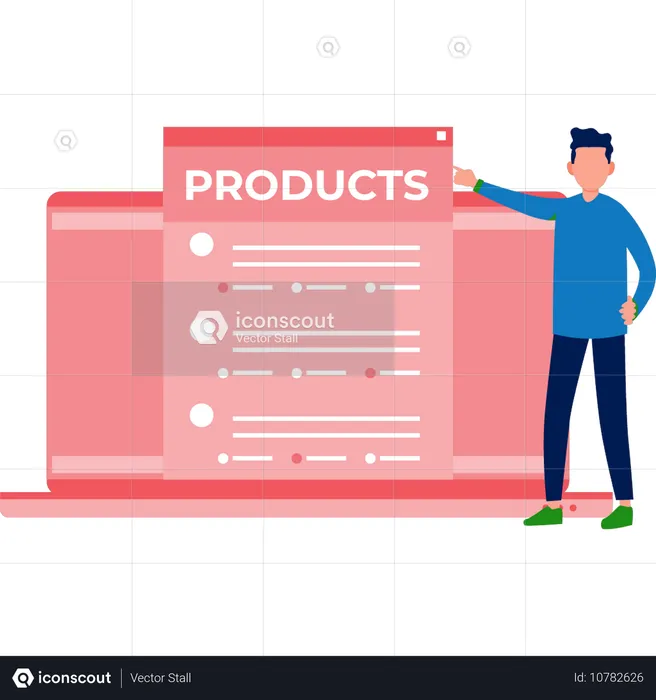 Boy showing product quality report  Illustration