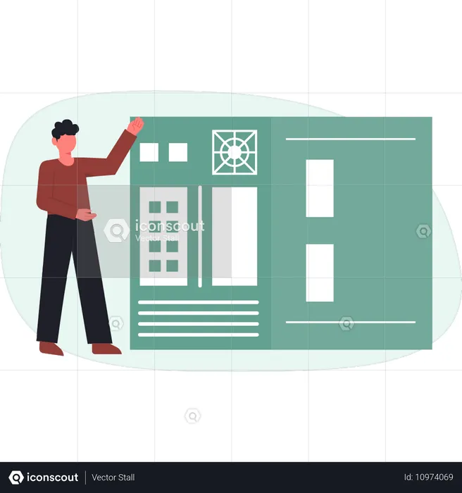 Boy showing radar transmitter and receiver MCM  Illustration