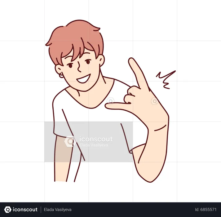 Boy showing rock hand sign  Illustration