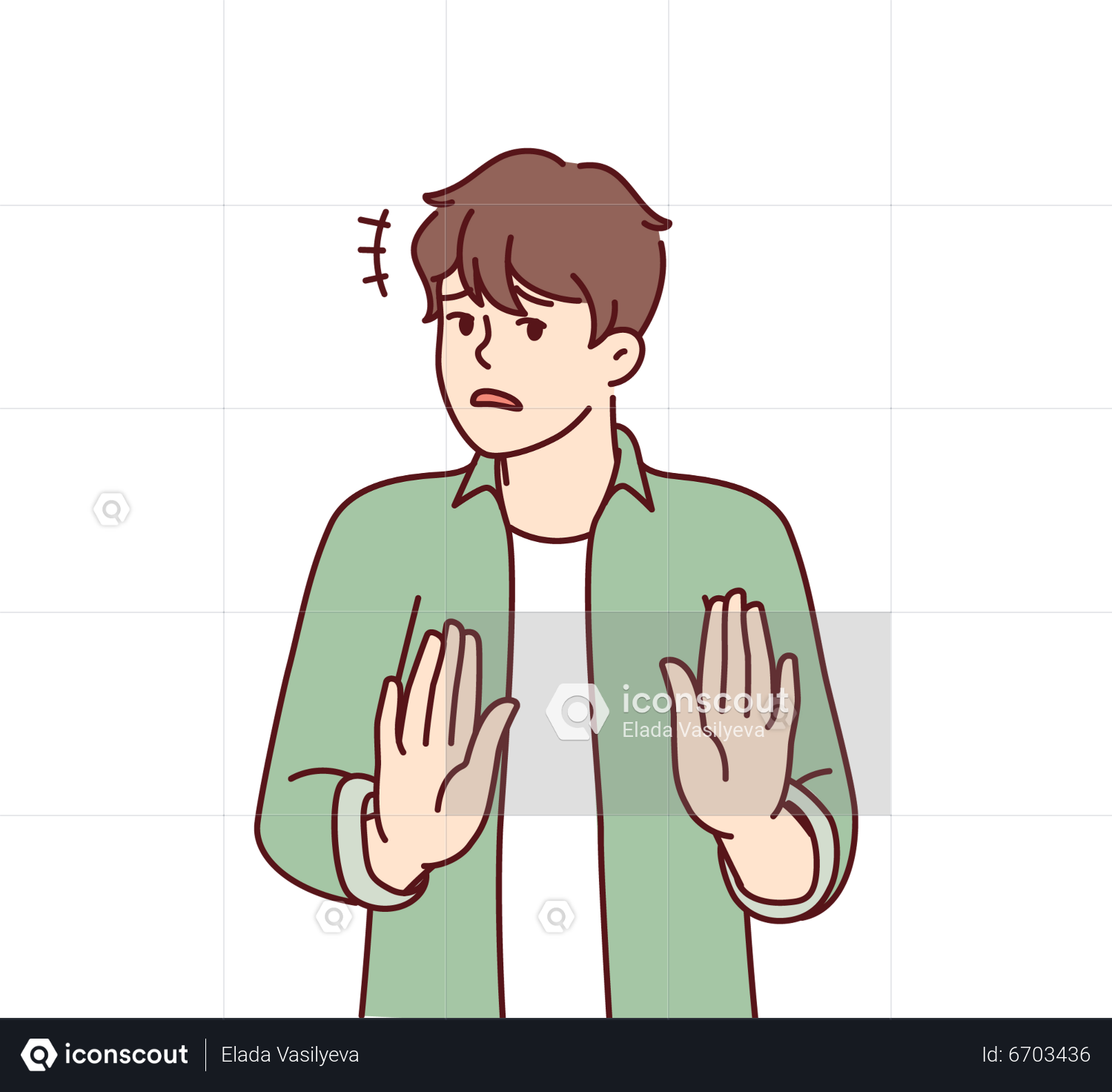 Young man with headache or thinking hand gesture isolated Stock Photo by  garetsworkshop
